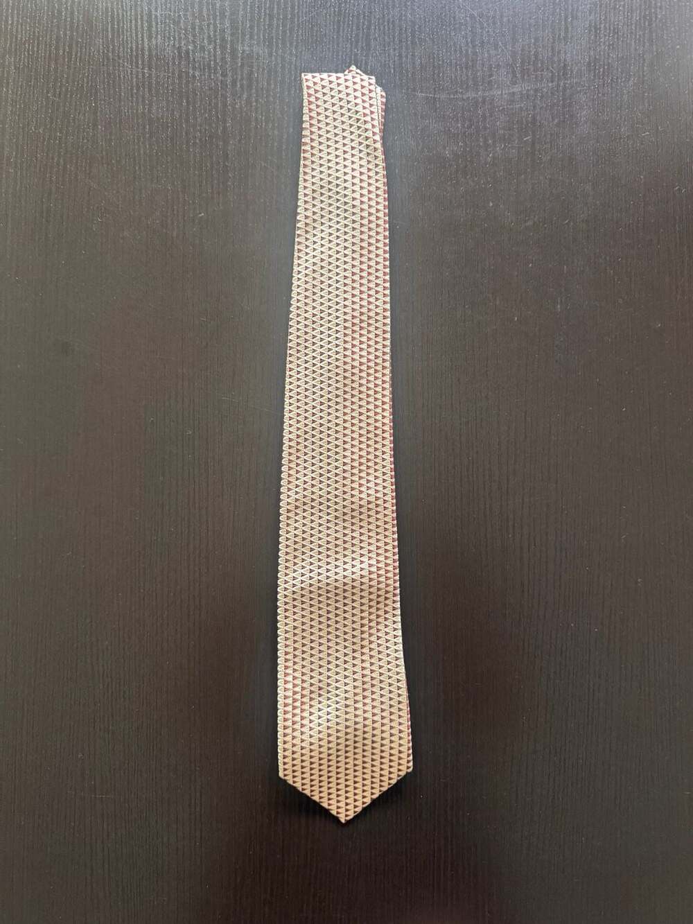 Celine Geometric Triangle Silk Neck Tie Red Gold